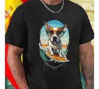 Shein Camiseta Para Hombre Cool Dog Surfing With Sunglasses On The Beach Moda Casual Playa Estilo Moderno Verano Oferta Exclusiva Regalo Original Promoción