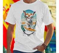 Shein Camiseta Para Hombre Cool Dog Surfing With Sunglasses On The Beach Moda Casual Playa Estilo Moderno Verano Oferta Exclusiva Regalo Original Promoción