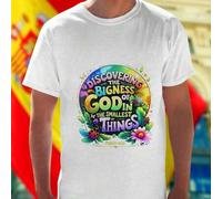 Shein Camiseta para hombre Discovering the Bigness of God in the Smallest of Things Salmo 34 3 algodón cómoda transpirable exclusiva regalo inspirador ofe
