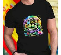 Shein Camiseta para hombre Discovering the Bigness of God in the Smallest of Things Salmo 34 3 algodón cómoda transpirable exclusiva regalo inspirador ofe