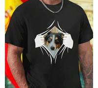 Shein Camiseta para hombre Dog Peeking Through Ripped Paper Hands diseño exclusivo divertida moda casual regalo ideal verano oferta especial novedad trans