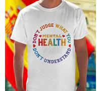 Shein Camiseta para hombre DON T JUDGE WHAT YOU DON T UNDERSTAND MENTAL HEALTH MATTERS moda cómoda positiva expresión individual regalo ideal descubre tu e