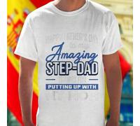 Shein Camiseta para hombre Happy Father s Day to my Amazing Step Dad Thanks for Putting Up with my Mom regalo divertido original para padres camiseta cómoda