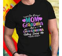Shein Camiseta para Hombre I am a Mom Grandma and a Great Grandma Nothing Scares Me Regalo Original Día de la Madre Abuela Bisabuela Moda Casual Algodón Cóm