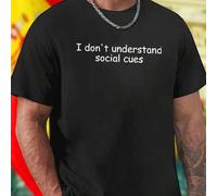 Shein Camiseta para hombre I dont understand social cues diseño divertido moda joven casual ropa cómoda ideal para regalar oferta limitada