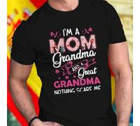 Shein Camiseta para hombre I M A MOM Grandma AND A Great GRANDMA NOTHING SCARE ME regalo divertido ropa casual cómoda ideal Día de la Madre opción perfecta