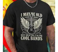 Shein Camiseta para hombre I May Be Old But Still One Of The Cool Bands moda casual vintage oferta exclusiva regalo divertido para fan de música estilo orig