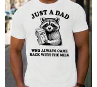 Shein Camiseta para hombre "Just a Dad Milk Who Always Came Back With The Valentine", 1 pieza, camiseta informal de algodón puro grueso con cuello redondo d