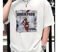 Shein Camiseta para hombre Linkin Park Hybrid Theory. Camiseta estampada de moda, 220 g/m², para hombre, informal, cuello redondo, algodón puro, manga corta