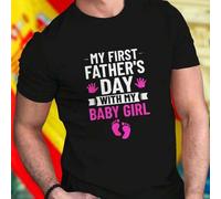 Shein Camiseta para Hombre Mi Primer Día del Padre con Mi Bebé Niña MY FIRST FATHER S DAY WITH MY BABY GIRL Regalo Original para Papá Ropa Familiar Idea Esp