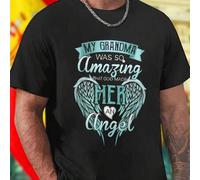Shein Camiseta para Hombre MY GRANDMA WAS SO Amazing THAT GOD MADE HER AN Angel Homenaje a Abuelas Regalo Emotivo Moda Casual Cómoda Calidad Oferta Especia