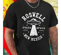 Shein Camiseta para hombre ROSWEll 33 56 35 N 100 16 41 N NEW MEXICO moda urbana cómoda casual diseño original edición limitada ideal para regalo oferta esp