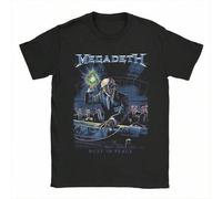Shein Camiseta para hombres de Megadeth "MegaRock City Rust In Peace" de algodón puro, manga corta, cuello redondo (Talla: 3XS equivalente a 3XL)