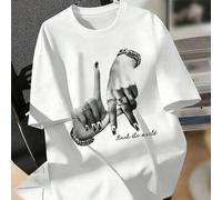 Shein Camiseta para mujer de talla grande - Camiseta casual suave y transpirable con diseño "Rock The World", adecuada para conciertos y uso diario, lavable