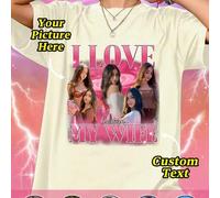 Shein Camiseta personalizada con foto, estilo rap retro de los 90, top de pareja impreso con "Amo a mi esposa", foto y texto DIY, atuendo diario de moda OOT