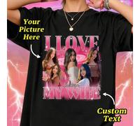 Shein Camiseta personalizada con foto, estilo rap retro de los 90, top de pareja impreso con "Amo a mi esposa". Foto y texto personalizables, uso diario de