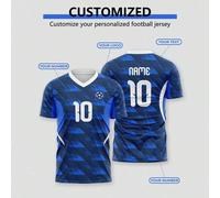 Shein Camiseta personalizada del Equipo Nacional de Francia, diseño temático de la Copa Mundial 2026, tela azul real con patrón gráfico, adecuada para uso d