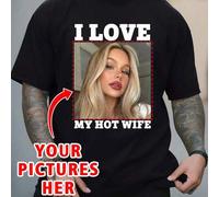 Shein Camiseta personalizada para hombre con foto "Amo a mi esposa sexy", personaliza tu texto/foto/nombre/selfie/bebé/amigo/ídolo/pareja/familia/fiesta/esc