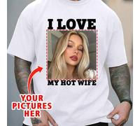 Shein Camiseta personalizada para hombre con foto "Amo a mi esposa sexy", personaliza tu texto/foto/nombre/selfie/bebé/amigo/ídolo/pareja/familia/fiesta/esc
