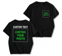 Shein Camiseta personalizada para hombre, sube la foto de tus seres queridos/mejores amigos/mascotas/paisajes, camiseta negra, regalo de vacaciones, regalo