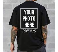 Shein Camiseta personalizada para hombres, ingrese su texto/bendición/texto divertido, cargue una foto de su pareja/mejor amigo/mascota/paisaje, camiseta ne