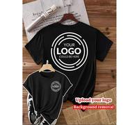Shein Camiseta personalizada para mujer, camiseta de cuello redondo negra, camiseta personalizada de alta gama con su logotipo/foto/publicidad impresa, unif