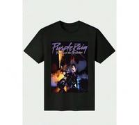Shein Camiseta Purple Rain Prince and the Revolution, estampado digital informal, 100 % algodón puro y pesado de 220 g.
