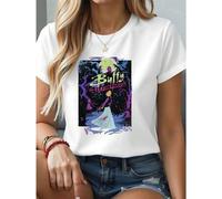 Shein Camiseta retro de Buffy Cazavampiros, algodón de 220 g, informal, de verano, con cuello redondo y manga corta (1 unidad)