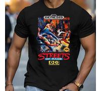 Shein Camiseta retro de Sega Streets of Rage, cuello redondo para hombre, 220 g/m², verano, algodón puro, manga corta (1 pieza)