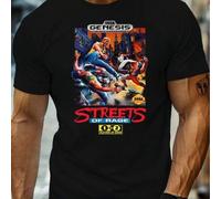 Shein Camiseta retro de Sega Streets of Rage, cuello redondo para hombre, 220 g/m², verano, algodón puro, manga corta (1 pieza)