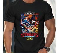 Shein Camiseta retro de videojuego Sega Genesis Streets of Rage, camiseta de cuello redondo para hombres, 220 g/m², de algodón puro para verano, de manga co