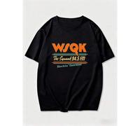 Shein Camiseta retro S-Stranger T-Things WSQK The Squawk Rockin Hawkins, inspirada en la transmisión de los años 80