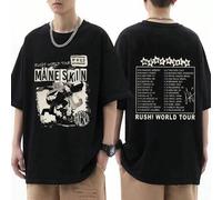 Shein Camiseta Rock Band Maneskin Rush World Tour para hombres y mujeres, vintage hip hop, oversize, casual, de algodón puro, streetwear