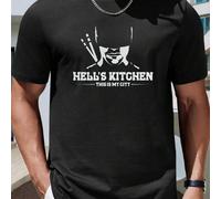 Shein Camiseta 's Kitchen para hombre, 220 g/m², cuello redondo, puro algodón, manga corta, verano (1 pieza)