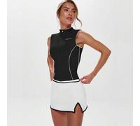 Shein Camiseta sin mangas con cremallera, cuello alto y ribetes contrastantes, para actividades como fitness, gimnasio, pádel, tenis, raquetbol, pickleball