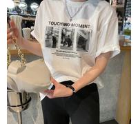 Shein Camiseta suelta de estilo callejero para mujeres con estampado de eslogan de ciudad MOMENTO CONMOVEDOR USTED ES ABSOLUTAMENTE ÚNICO Camiseta oversize