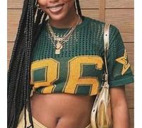 Shein Camiseta suelta de manga corta con estampado de letras, estilo punk y Y2K, para mujer, cuello redondo, ajuste casual, gráficos, sudadera