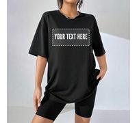 Shein Camiseta suelta personalizada con texto personalizado para mujer, personaliza tu texto/mensaje/felicitaciones de cumpleaños, camiseta de manga corta d