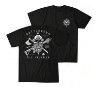 Shein Camiseta Til Valhalla Warrior Spirit Battleborn Military Grunt Tactics, 100 % algodón, cuello redondo, manga corta, informal, para hombre