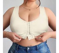 Shein Camiseta tipo bralette de cierre frontal simple en unicolor, talla grande, Curve Plus, para vacaciones Hoho