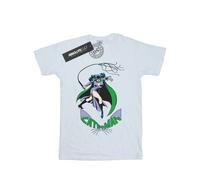 Shein Camiseta tipo novio de algodón con estampado de látigo de Catwoman para mujer/dama (Blanco)