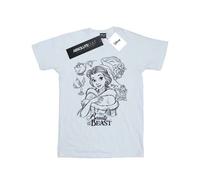 Shein Camiseta tipo novio de mujer/dama en color blanco con estampado de collage de La Bella y la Bestia