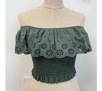 Shein Camiseta top corto de chica cuello redondo con encaje y goma talla única para una S/M//L nueva colección de verano . entrega estimada 1-3dias laborab