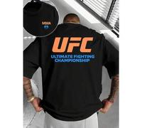 Shein Camiseta UFC MMA Ultimate Fighting, primavera, algodón suave, estampado artístico, informal, transpirable, estampado a doble cara