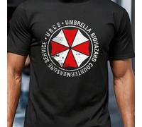 Shein Camiseta Umbrella Biohazard, cuello redondo para hombre, 220 g/m², verano, algodón puro, manga corta (1 unidad)
