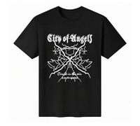 Shein Camiseta unisex 100 % algodón, cuello redondo y manga corta - "City of Angels Circle in the Air Los Angeles". Camiseta básica gráfica de inspiración m
