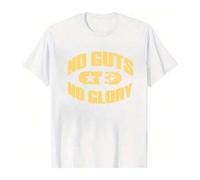 Shein Camiseta unisex 100 % algodón, cuello redondo y manga corta con el gráfico "Sin agallas no hay gloria". Tops inspiradores de verano para hombre.