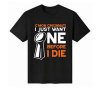 Shein Camiseta unisex de manga corta y cuello redondo, 100 % algodón, con estampado "Vamos Cincinnati, solo quiero uno antes de morir". Camiseta de verano p