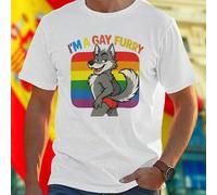 Shein Camiseta Unisex I M A GAY FURRY AND IF YOU ASK NICELY I MIGHT LIFT MY TAIL Divertida Juvenil Estilo Casual Moda Creativa Regalo Original Oferta Especi