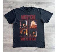 Shein Camiseta Unisex Negra con Portada del Álbum Shout At The Devil de MOTLEY CRUE Talla S-5XL